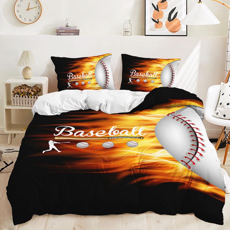Baseball Duvet Cover Set Ball Comforter Cover Sports Theme Bedding Set Kids Boys Teen Polyester Quilt Cover Twin Queen King Size