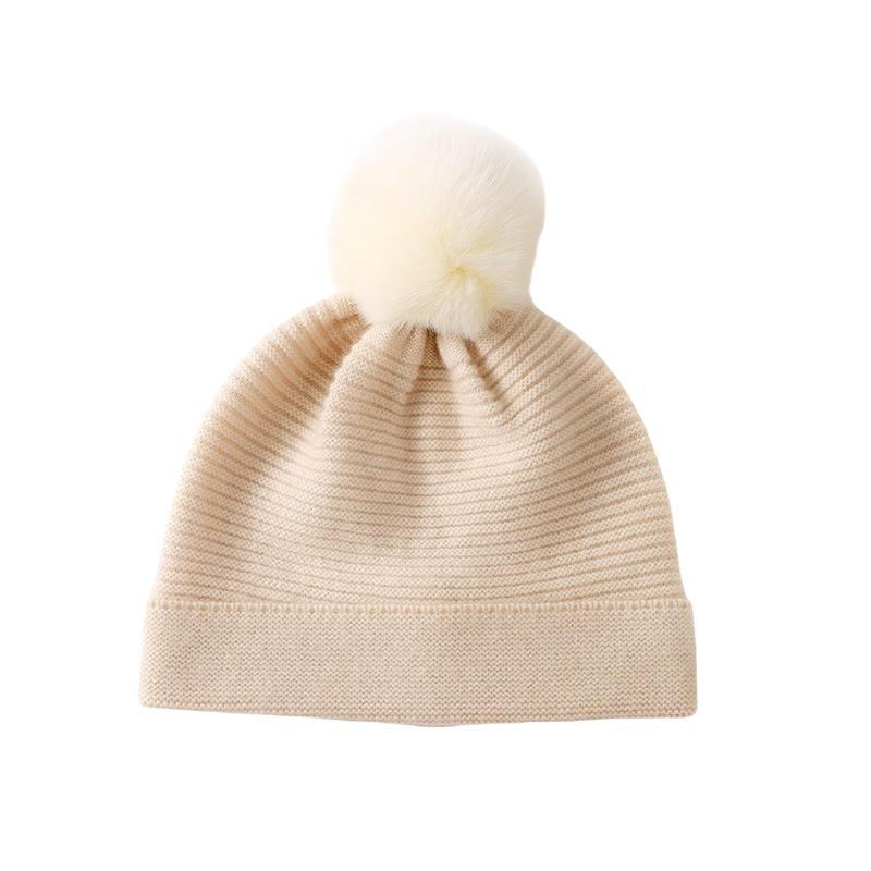 Luxurious Cashmere Knitted Beanie with Pom-pom and Ear Protection for Men and Women - Thickened, Solid Color, Perfect for Autumn and Winter