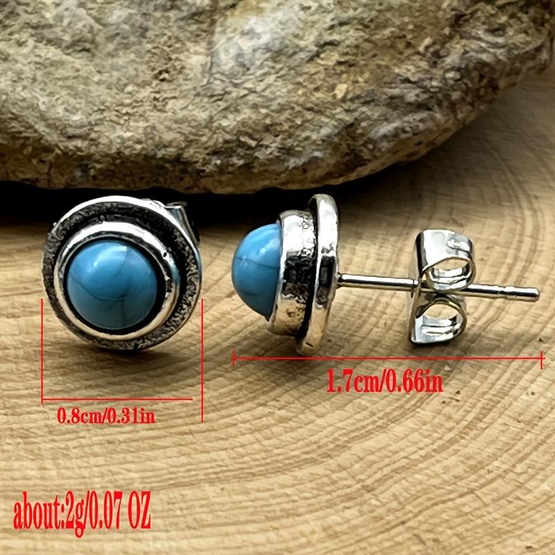 Runde türkisfarbene Ohrstecker im Vintage-Design, zarter Schmuck, Hochzeit, Verlobung, Party, Geschenk für Frauen und Mädchen, 1 Paar