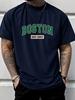 Simple and Fresh Letter Pattern 3D Printed T-shirt for Summer Outdoor Casual Short Sleeved Top, Soft and Comfortable Men's O-neck Clothing