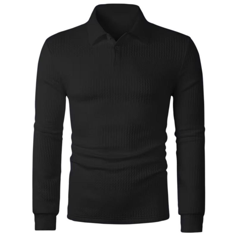 Autumn New Solid Color Jacquard Sweater Long-sleeved Slim Lapel Men's Top