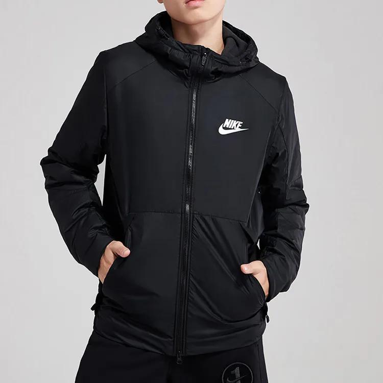 Nike Puffer Jackets Men's Black Hooded Thickened Other (Unisex) Puffer Jackets 861789 010