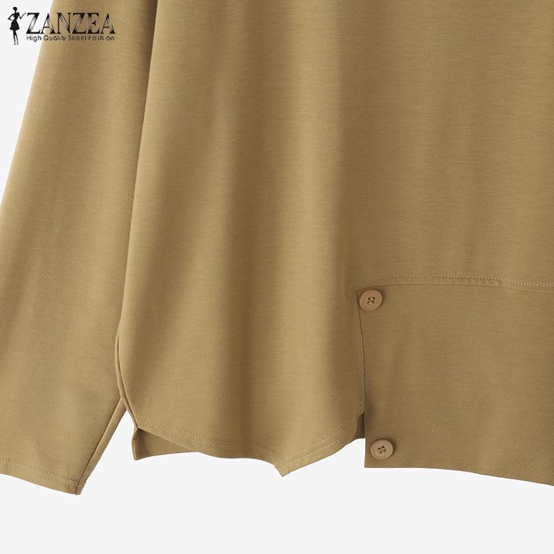 ZANZEA Damen Lässig Rundhals Locker Langarm Pullover Bluse