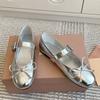 Sheepskin version~ Design sense belt buckle flat bottom shallow mouth single shoes women's bow round head Mary Jane shoes women's shoes