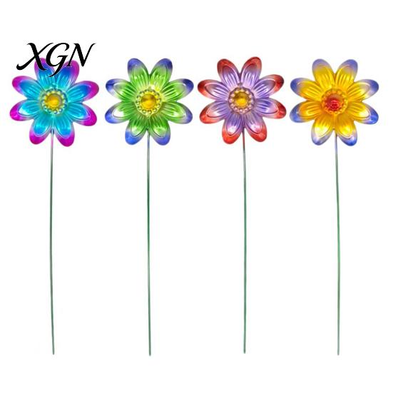 Artistic Garden Path Accents Metal Artificial Flower Stake, Decorative Yard Art Sculpture, Colorful Floral Design Lawn Ornaments Decor for Outdoor