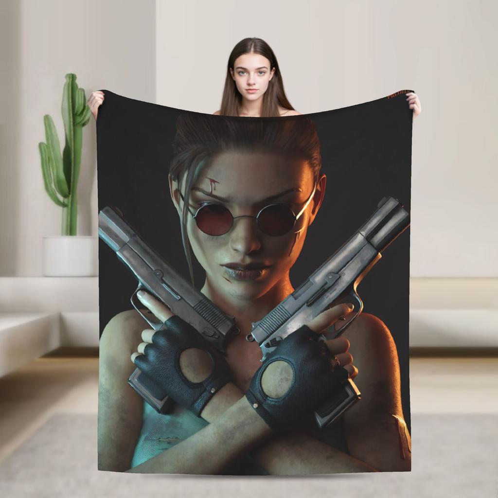 T-Tomb Raiders Plush Blanket Kids Flannel Throw Blanket For Home Decor Soft Custom Quality Bedspread Gift