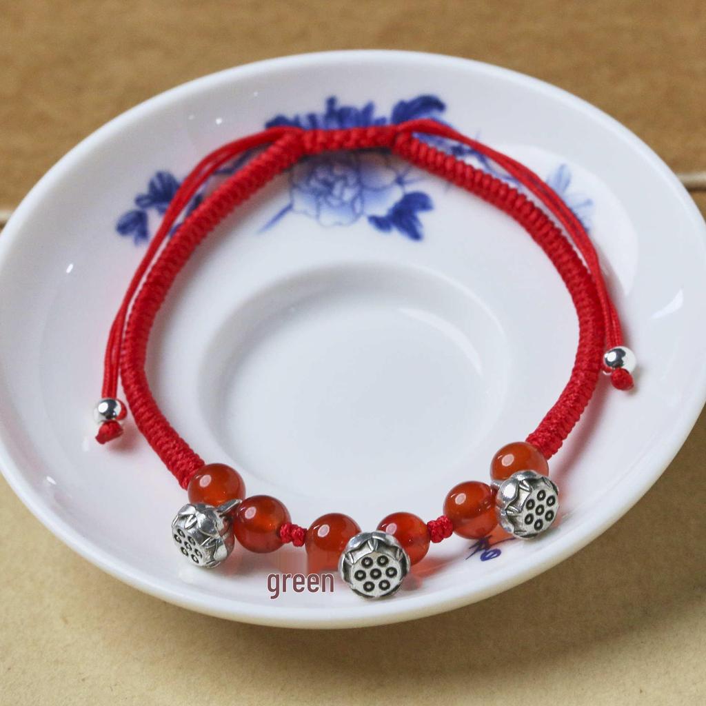 King Kong Knot Lotus Pod Bracelet: Versatile Red Hand Rope Gift for Women