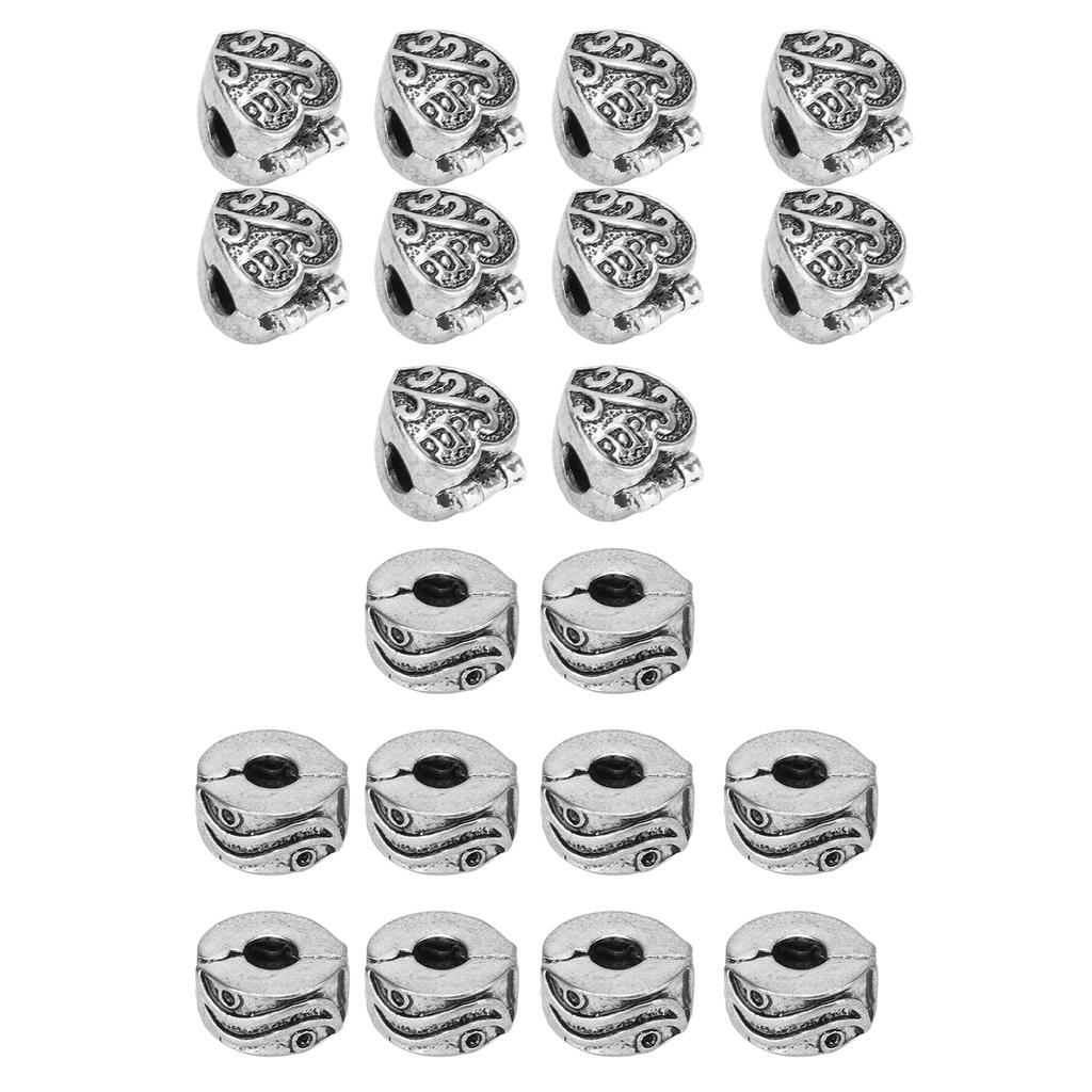 10 Stück Clipverschluss Perlen Antik Silber Armband Rutschfeste Positionierungsclip Schnallenperlen DIY Handgemacht J