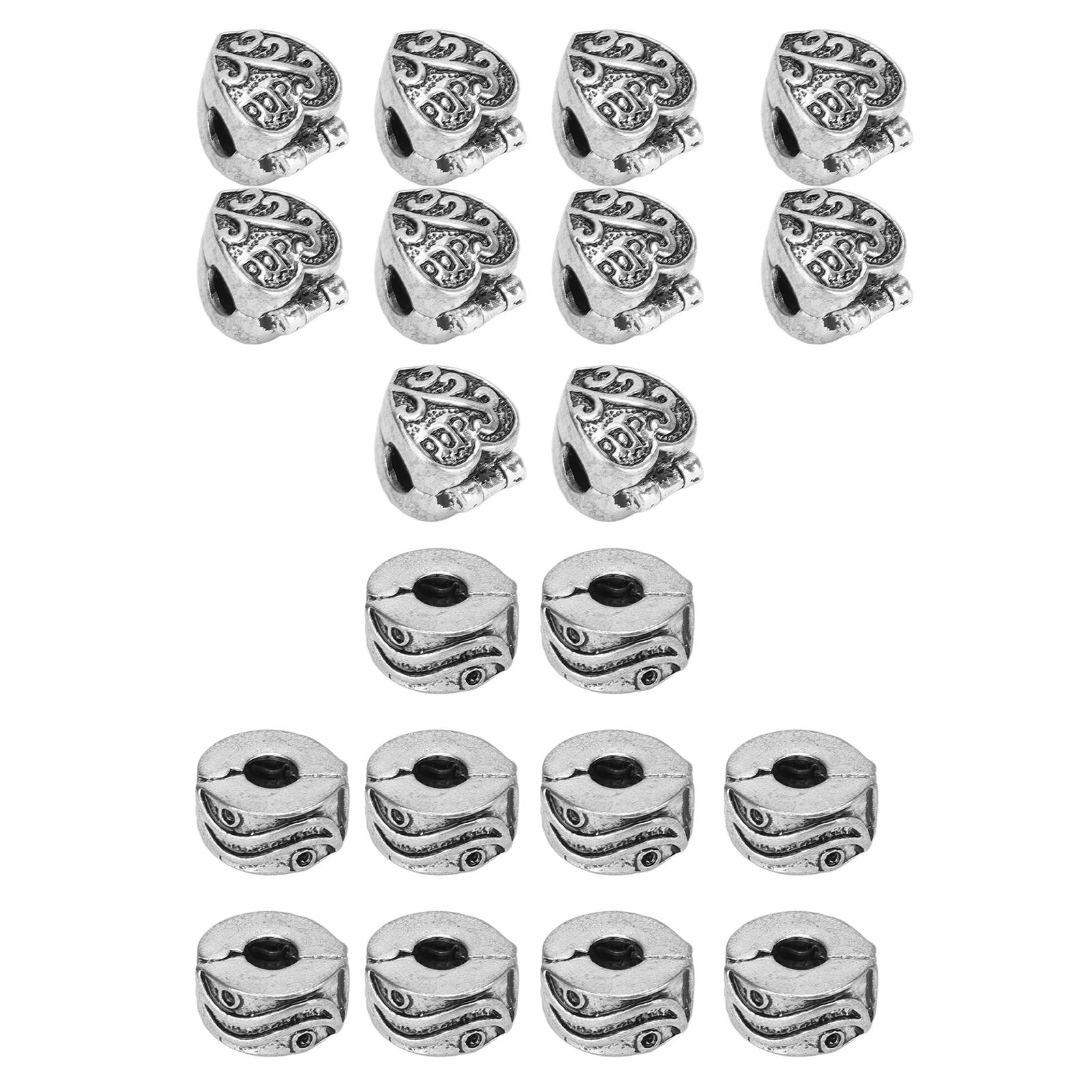 

10pcs Clip Lock Beads Antique Silver Bracelet Non Slip Positioning Clip Buckle Beads DIY Hand Made J Style 2