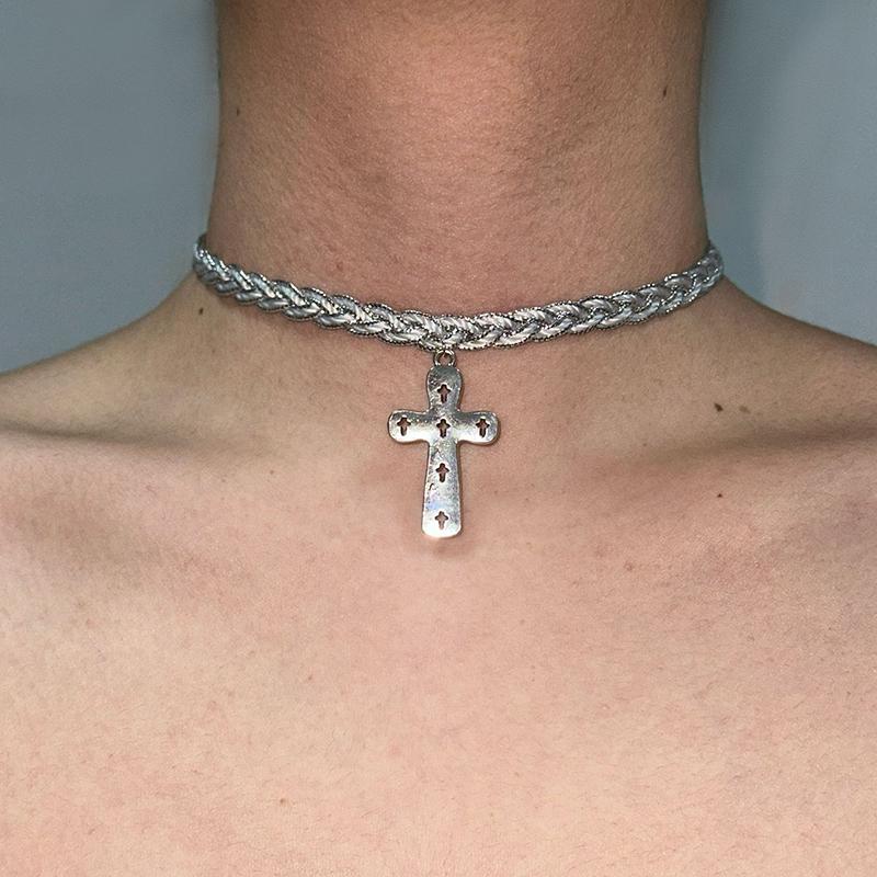 Simple Summer Cross Pendant Choker Necklace For Women Men Personalized Punk Vintage Chain Necklace Jewelry Accessories Gifts