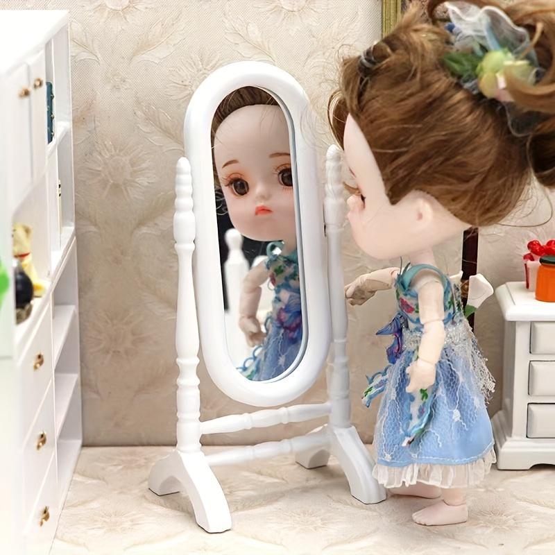 1/12 Scale Miniature Wooden Vanity Mirror Model Ornament - DIY Miniature Photography Props- Seasonal Decor - Perfect Gift