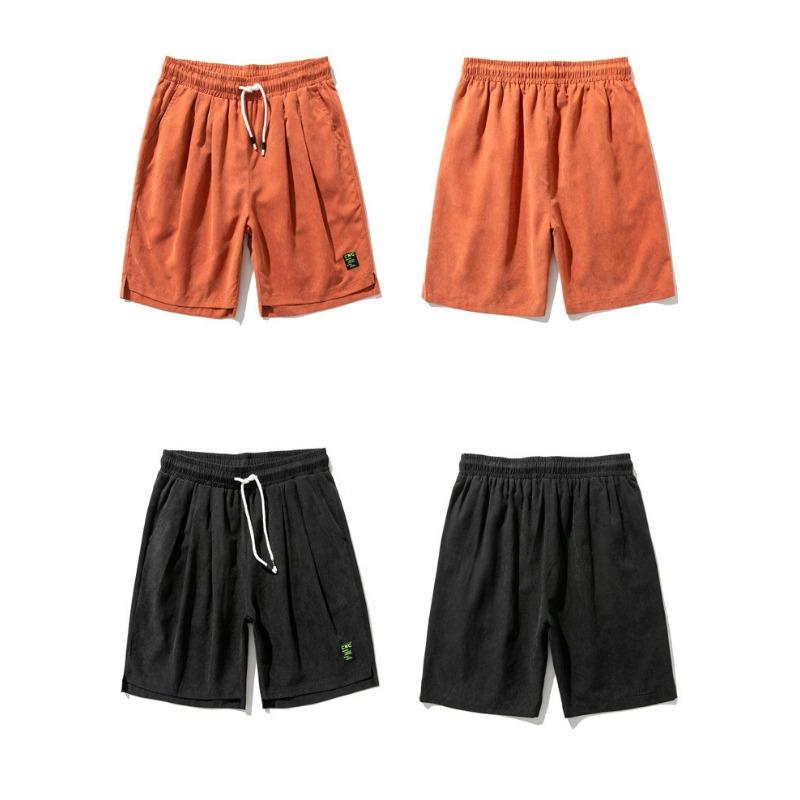 Men's Grey Green Pleated Casual Shorts, Summer Loose Fit Drawstring Shorts with Label Detail