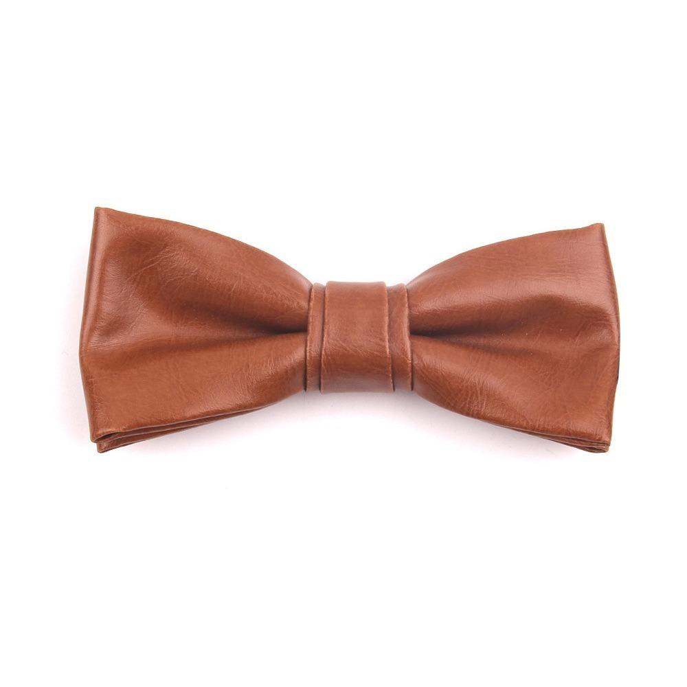 Adjustable Men Necktie Solid Color Retro Cravat Simple PU Leather Bow Tie  Shirt