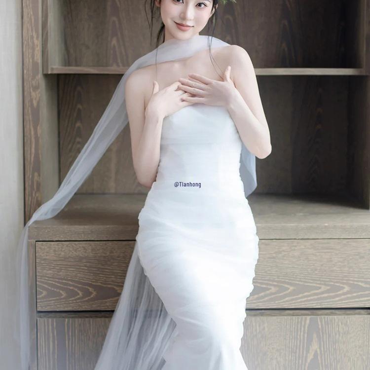 Silk Wedding Veil & Scarf Set for Bride Photoshoot