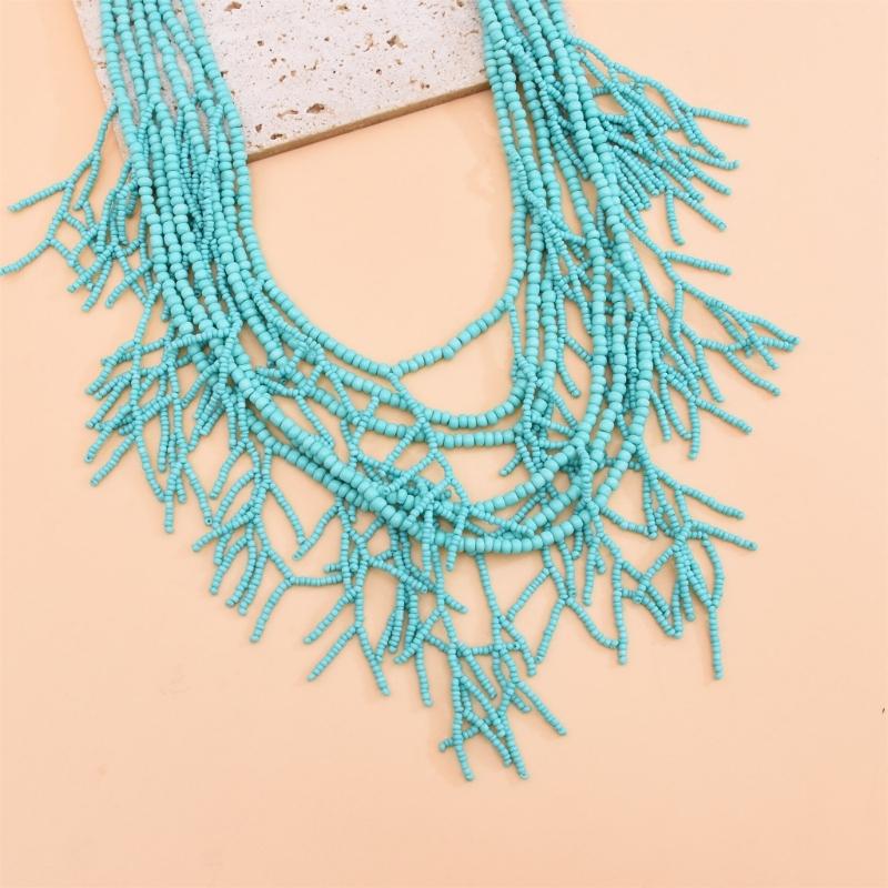 Handmade Multilayer Rice Beads Necklace Choker Necklace Jewelry For Women Skin Friendly Bohemian Dress Neck Wear
