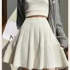 Women's Knit Mini Skirt Spring and Autumn High-waist Pleated Skater Skirt Knit Short Skirt