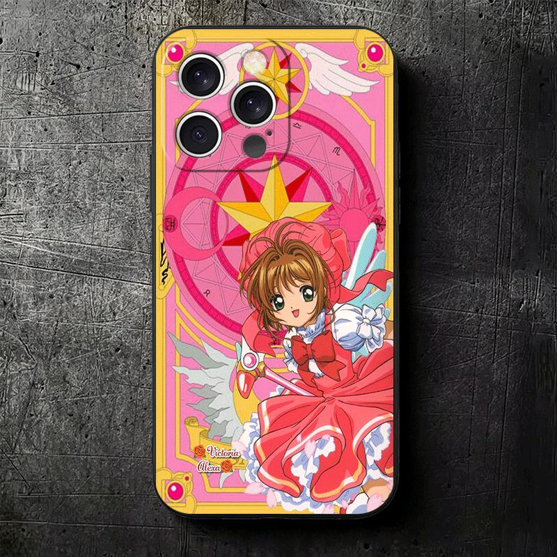 Cardcaptor Sakura Cute Girl Soft Phone Case for iPhone 16 16E 17 Air 15 Pro Max 14 Plus 13 Mini 11 12 7 Black Cover Back Shell