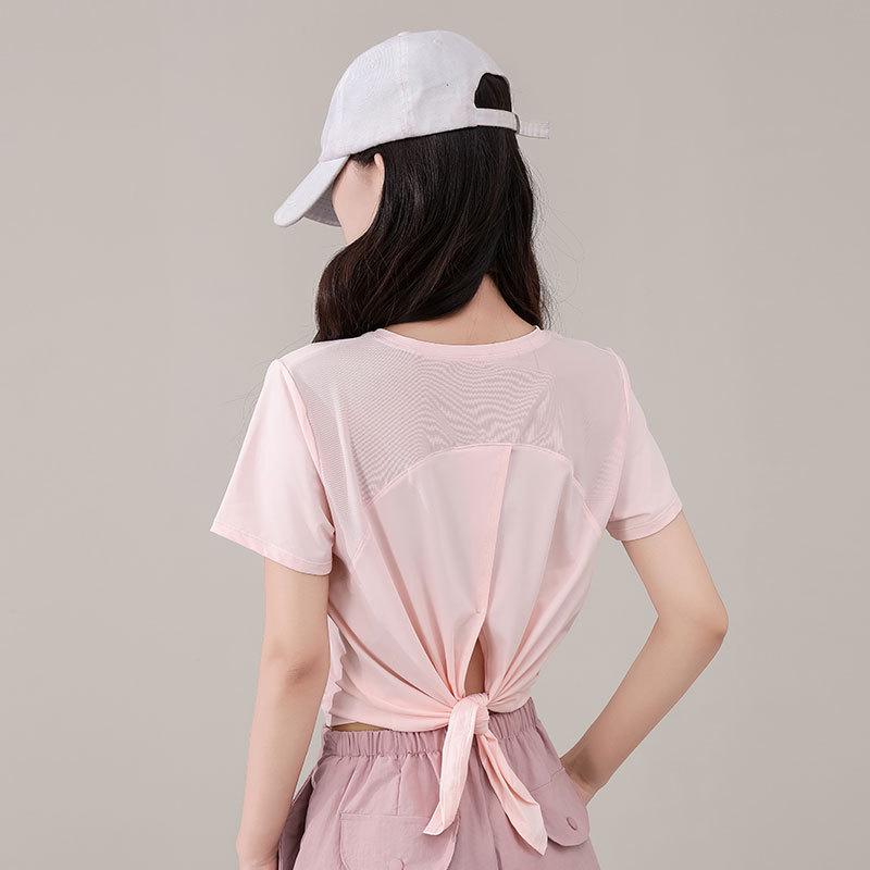 Women's Purple Two-Piece Set: Quick-Dry Ice Silk T-Shirt & Loose Five-Point Cargo Shorts