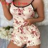 Sleepwear Set For Women Polyester Floral Short Sleeve Lounge And Sleepwear For Summer Relaxation