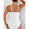 Solid One-piece Swimsuit Women Deep V-neck Removable Bra Plain Monokinis New Summer Beach Swimwear  Swimsuit Female