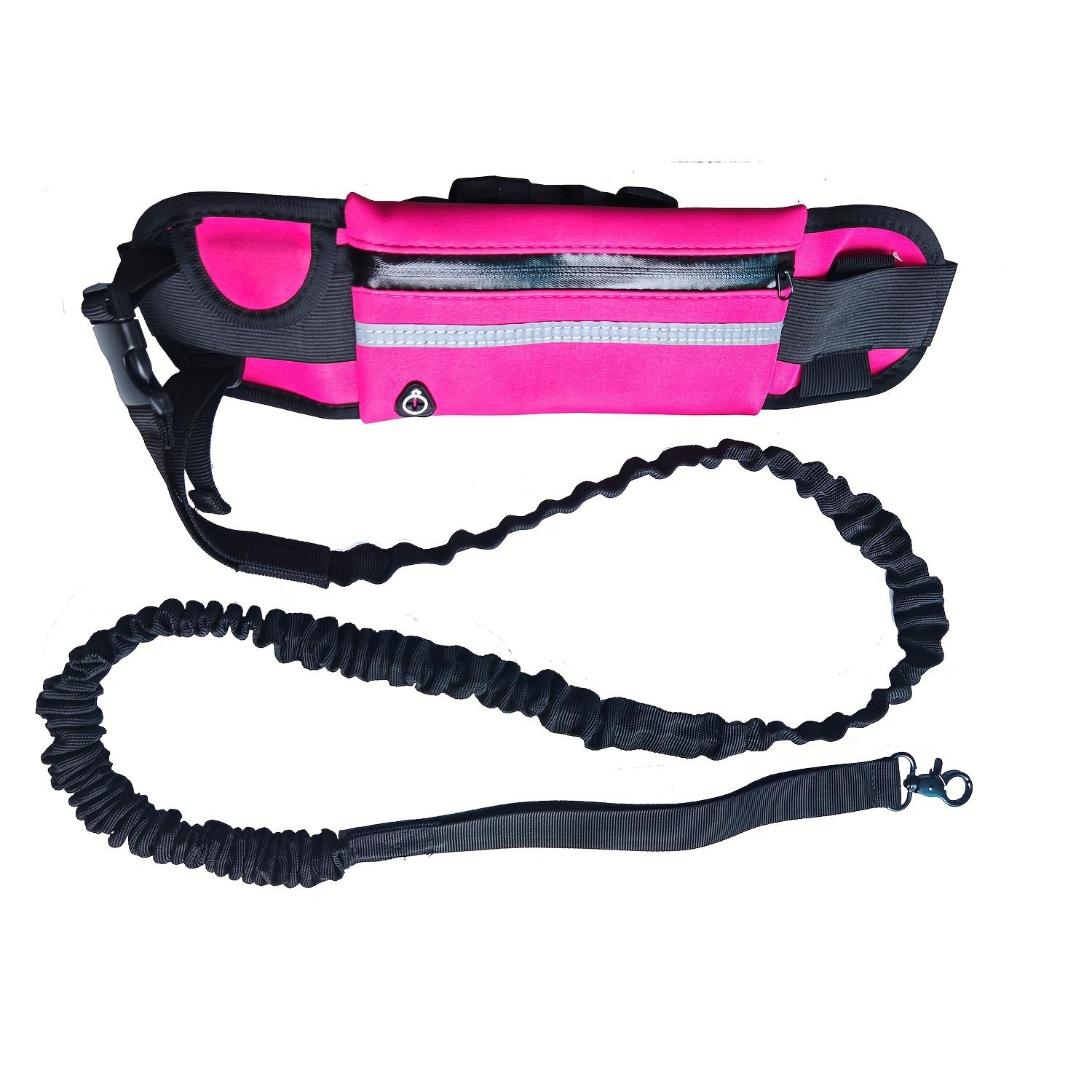 

Hands-Free Dog Leash, Waist Bag with Pouch. Padded Handle & Bungee Rope for Walking, Running, Jogging. червоний