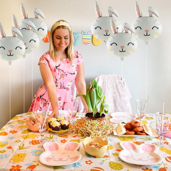 Easter Balloon Useful Durable Eco-friendly Happy Rabbit Party Decoration Scene Layout Prop