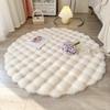 1pc, Round Bubble Fleece Fabric Simple Solid Color Fluffy Soft Comfortable Easy To Clean Furry Warm Cute Indoor Decorative Carpet