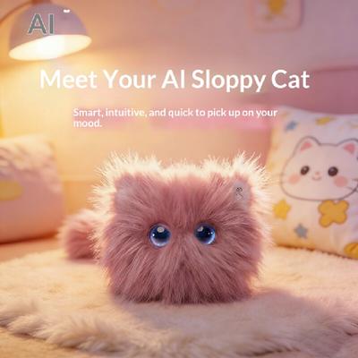 AI Scruffy Cat  Robot Plush Toy Voice Interactive Child Growth Learning Companion Soothing Large Model Pet Doll