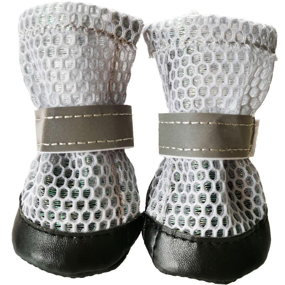4pcs/set Reflective Dog Shoes Anti Slip Wear-resistant Pet Foot Covers Breathable Adjustable Pet Paw Protector Indoor