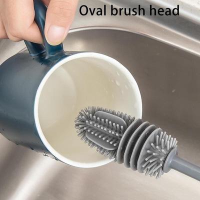 Silicone Milk Bottle Brush Cup Scrubber Glass Cleaner Long Handle Water Bottle Cleaner Durable Cup Scrubber Drinking Wine