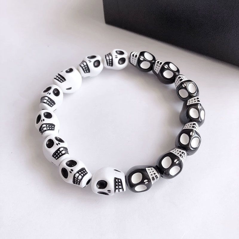 Dark Hip Hop Skull Beaded Bracelet Punk Gothic Retro Couple Bracelet Trend Personality Jewelry