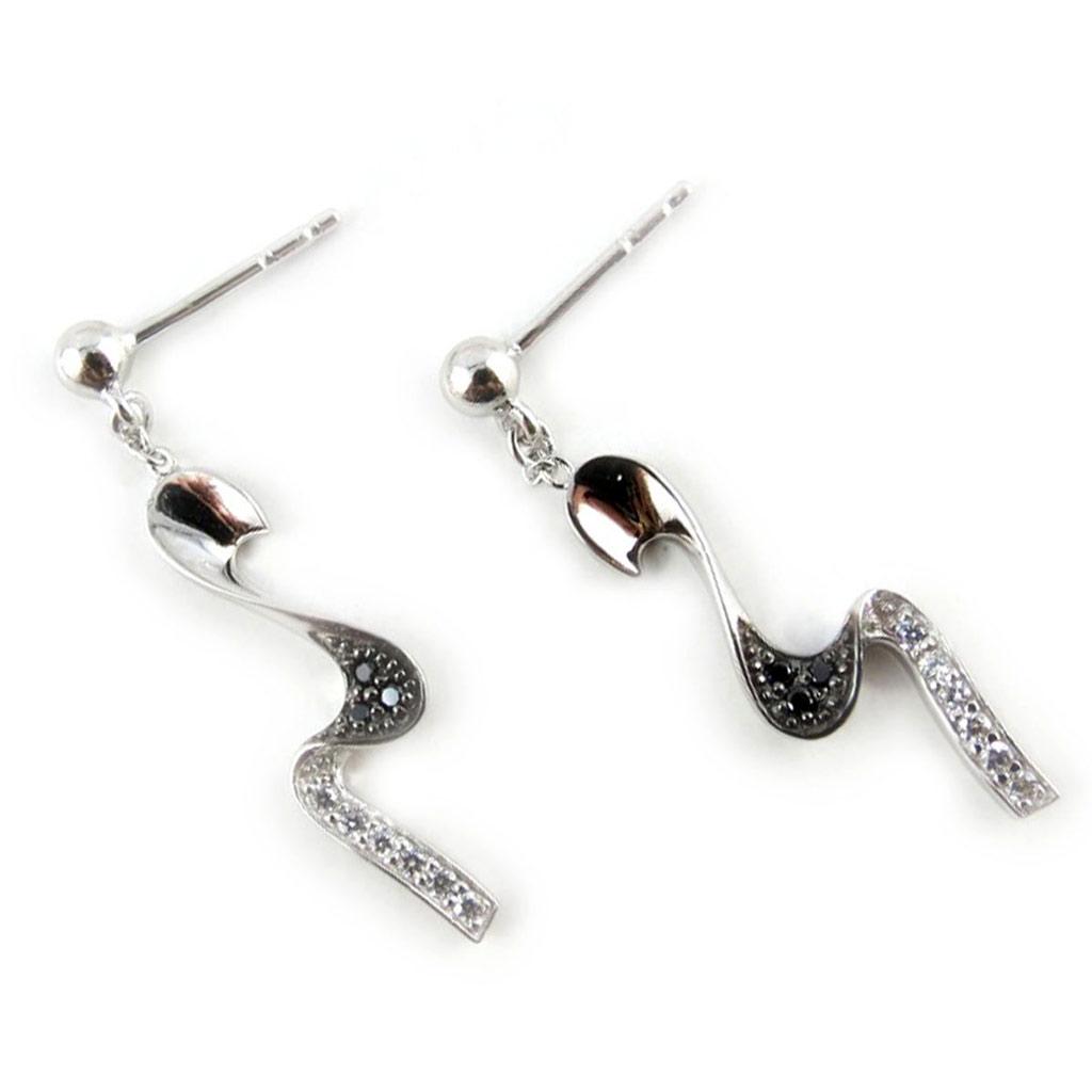 Altesse [K9441] - Silver Earrings 'Scarlett' Black White