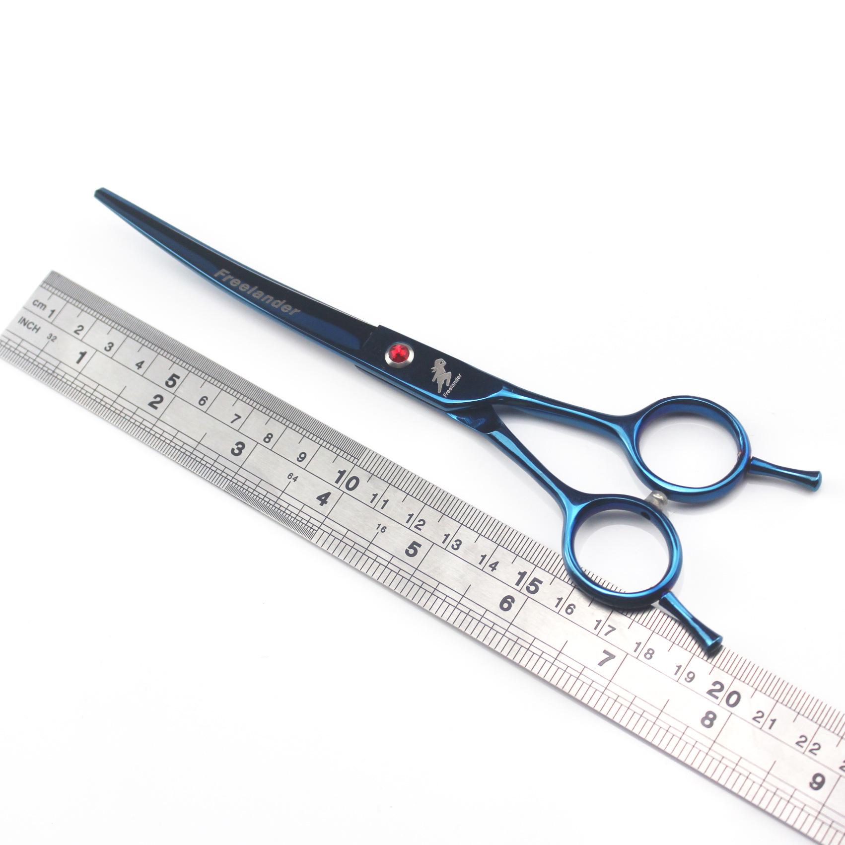7.0-Inch God Walker Curved Pet Grooming Scissors, Double-Tailed, Electroplated, 5 Colors Available. Gold 7.0-inch Double-tailed Curved Scissors