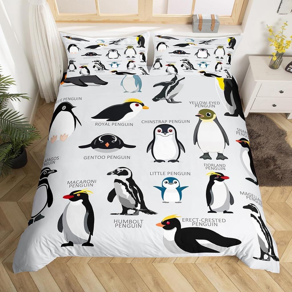 Cartoon Penguin Duvet Cover Full King for Girls Boys New  Gift Christmas Theme Bedding Set Christmas Tree Comforter Cover