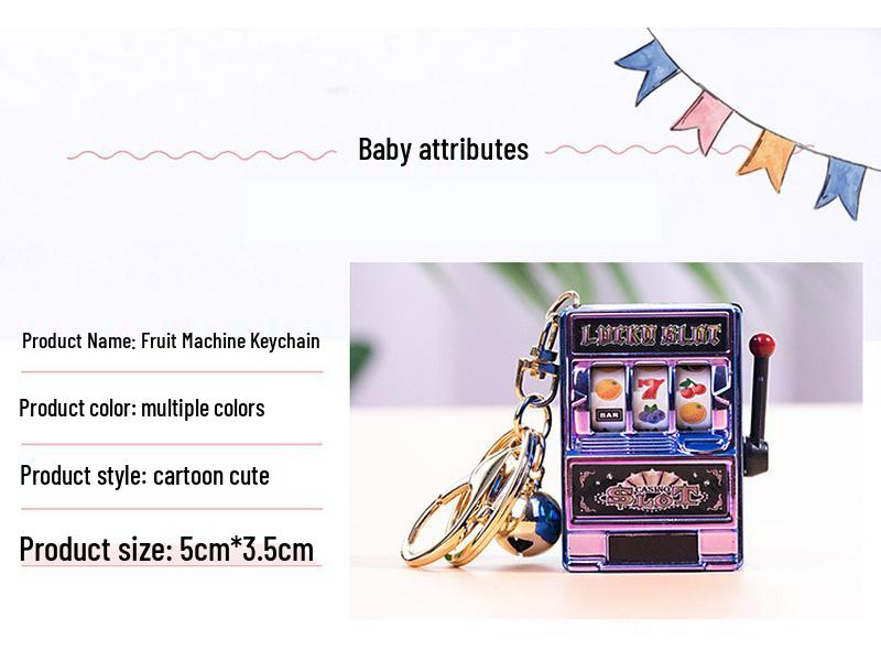 Gold-Plated Creative Tiger Fruit Machine Keychain Toy with Lottery Play Feature