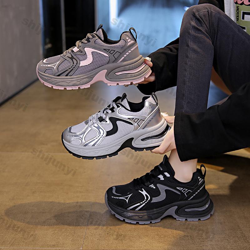 Fashion Women Fashion Platform Sneakers Female 2025 Spring Breathable Mesh Casual Sport Shoes Woman LeisureLace Up Thick Bottom Shoes