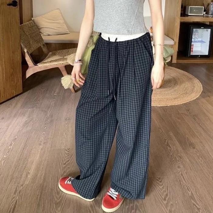 

2024 Summer Korean High-Waist Wide-Leg Floor-Length Pants for Women 2XL чёрный