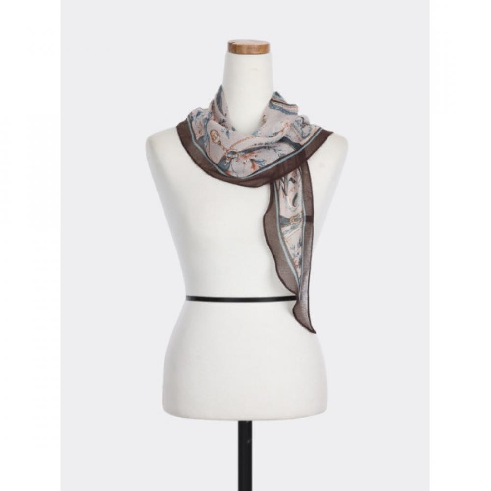 Shop   Ladies Korean Made Paisley Flower Diamond Long Scarf Brown Drn Wsc260121