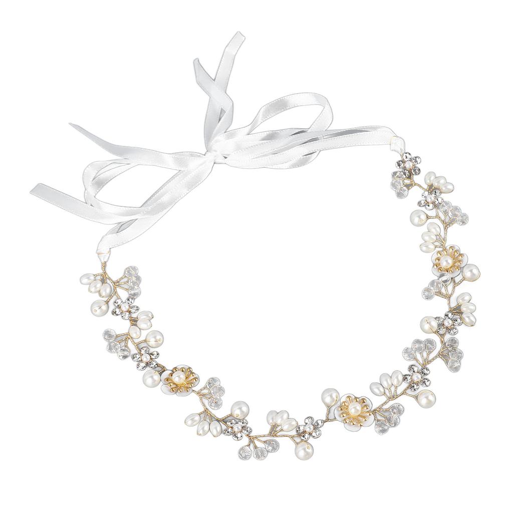 Wedding Headband Rhinestone Faux Pearl Flower Leaf Shaped Pendant Bridal Headpiece Hair Accessories