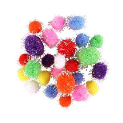 MégaCréa DIY - Glitter Pom-poms 1.5 To 2.2 Cm Assortment X25