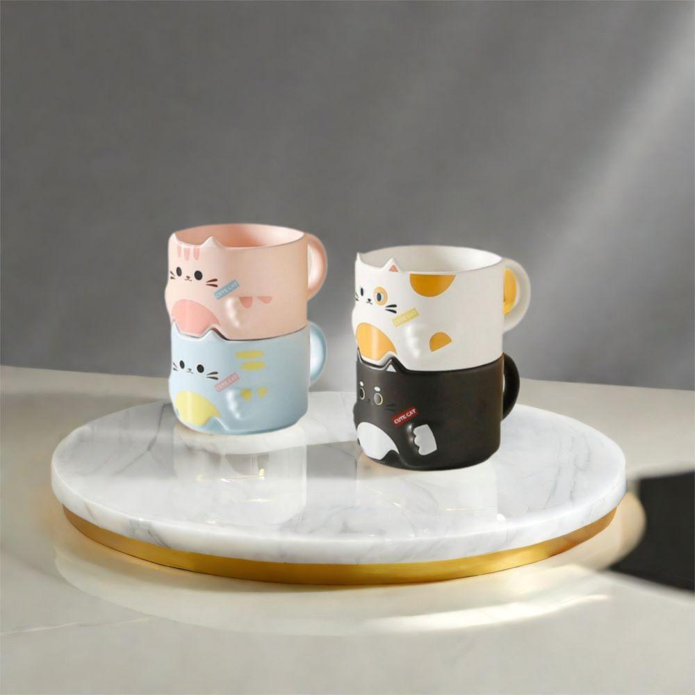 Cartoon Cat Mark Cup Ceramic Tea Drinking Cup Mug Water Cup  Girl