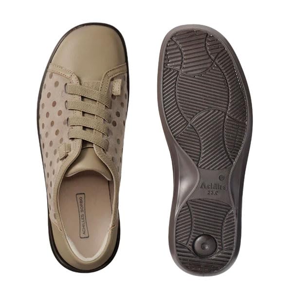 Sneakers Walking Shoes Genuine Leather Rubber Strap 3E ASC 5680 Light cm [Achilles Sorbo] Women's Gray/Oak 24.0