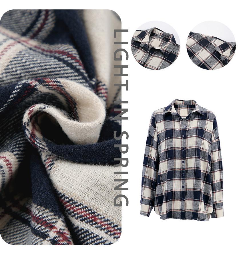 Plaid Long Sleeve Casual Overshirt - European & American Style