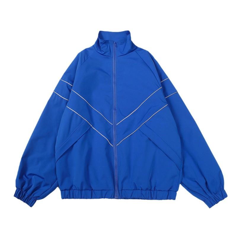 Giacca Sportiva Unisex Oversize Riflettente Monocolore Giacca a Vento Casual Senza Cappuccio
