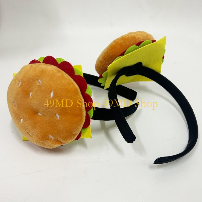 49MD 3D Hamburger Design Hairband Layered and Realistic Headpiece School Event Props