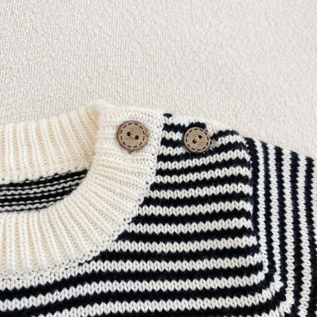 New Boys Baby 100% Cotton Striped Bear Bodysuit for Spring/Autumn