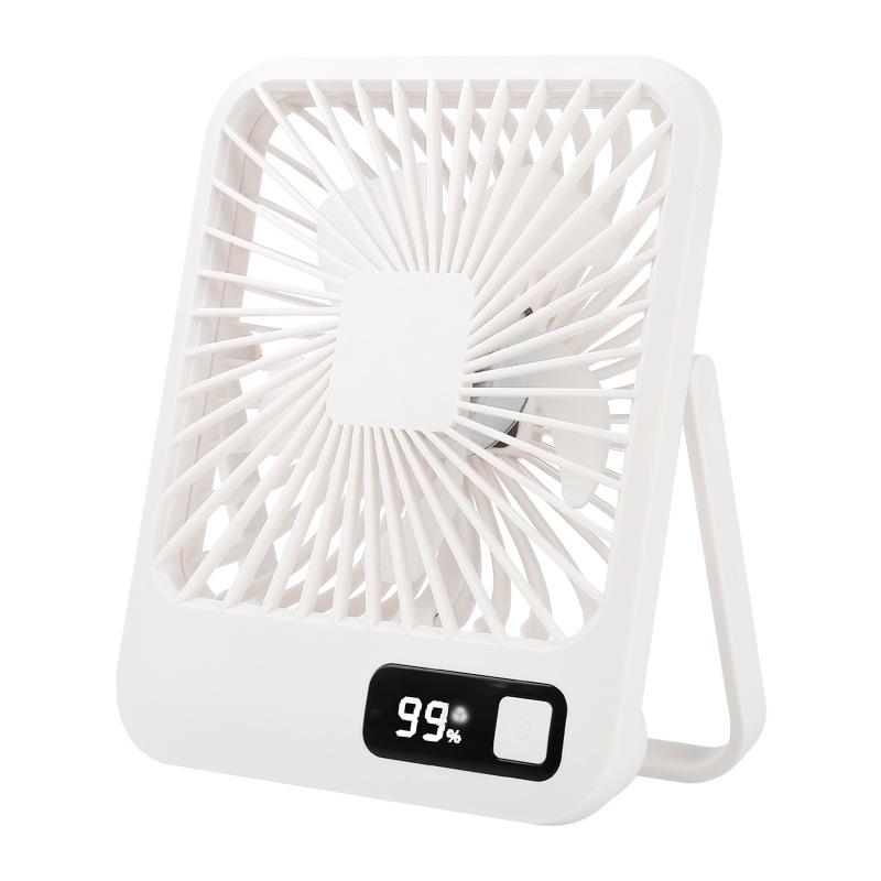 New ultra-thin fan Mini portable office with strong wind Desk Fan Portable USB Rechargeable Fan With Power Display 5 Speeds