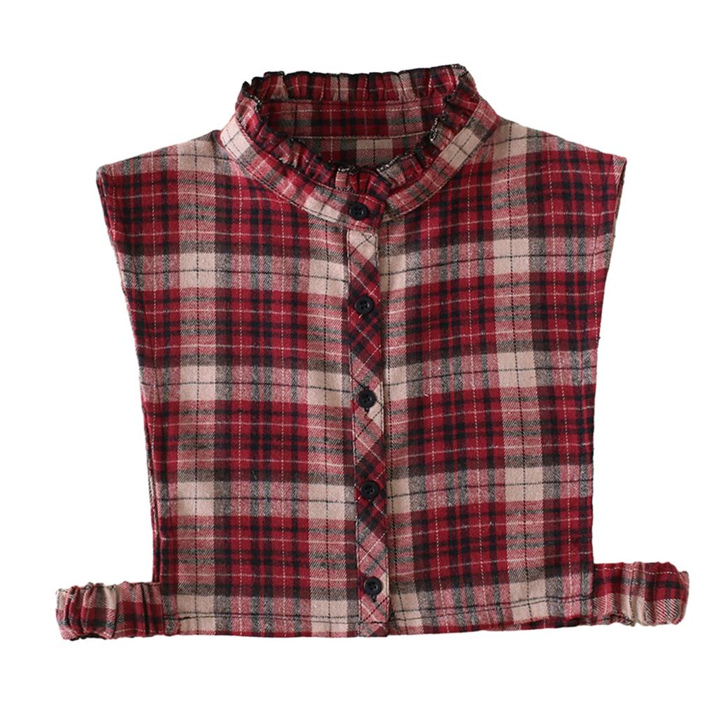 Checked False Collar for Lady Winter Detachable Lapel Faux Collar Half Blouse Collar Fashion Shirt Sweater Accessories