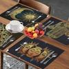 Jogos Americanos Mandala Sol e Lua Padrão Boêmio Hippie Linho Tapetes de Mesa 45X30cm Nórdico Ocidental Porta-copos