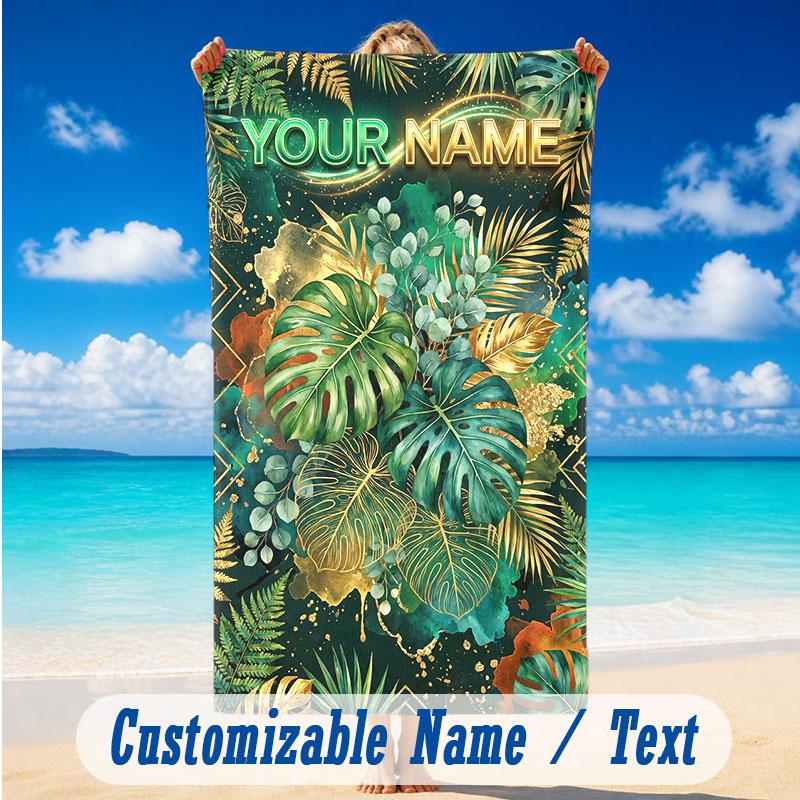 Decorative Artwork Theme Beach Towel Personalized Custom Name & Text Soft Quick Dry Beach Towel for Swimming Travel